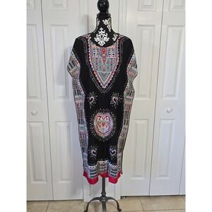 GM Fashion USA One Size Black Dashiki Print Maxi Dress‎ Tunic Top